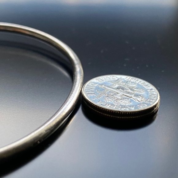 Vintage Mexico 925 Silver Flower Bangle Bracelet w/Pink Crystal Center - Picture 10 of 11